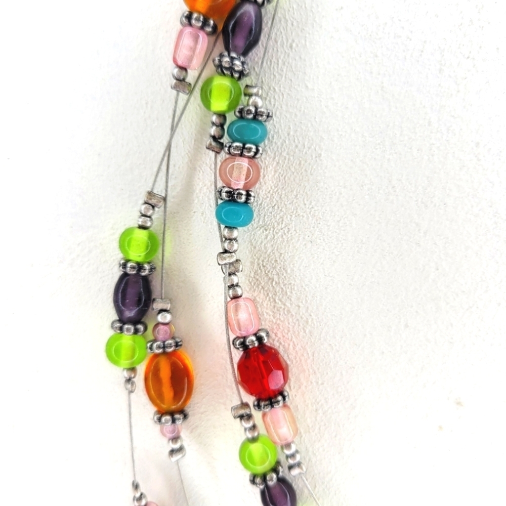 August Max Gemstone/Glass Bead 4-strand Metal Wire Necklace - Picture 5 of 8